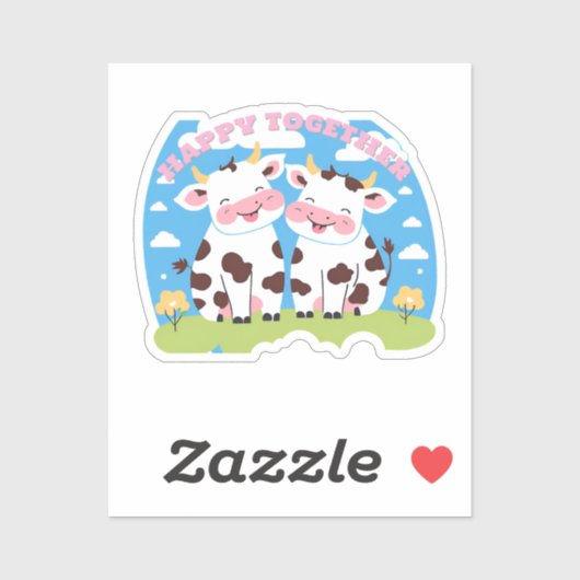 かわいい幸せ牛 シール (シート)