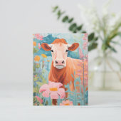 かわいい幸せ牛 ポストカード (スタンド正面)