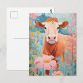 かわいい幸せ牛 ポストカード (正面/裏面)