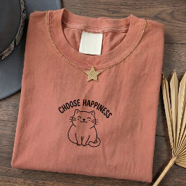 かわいい幸せ猫の引用グラフィックTシャツ Tシャツ