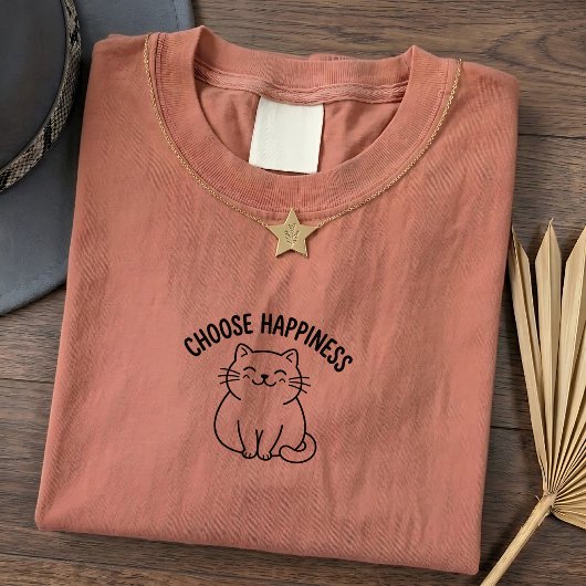 かわいい幸せ猫の引用グラフィックTシャツ Tシャツ