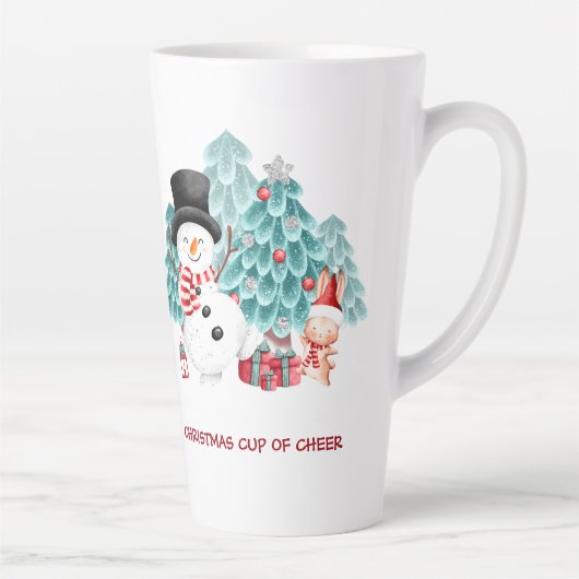 かわいい幸せ雪だるまクリスマス名大 カフェラテマグ (右)