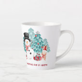 かわいい幸せ雪だるまクリスマス名小ラテマグカップ カフェラテマグ (右)
