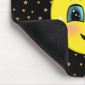 かわいい幸せ顔と星の黒 マウスパッド (コーナー)