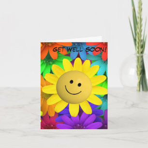かわいい幸せ顔花 カード