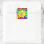 かわいい幸せ顔花 スクエアシール (バッグ)