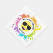 かわいい幸せ顔、アビエーターグラス、おもしろい第1回誕生日 スタンダードランチョンナプキン (角)