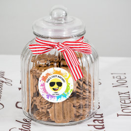 かわいい幸せ顔、アビエーターグラス、おもしろい第1回誕生日 ラウンドシール