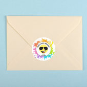 かわいい幸せ顔、アビエーターグラス、おもしろい第1回誕生日 ラウンドシール