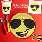 かわいい幸せ顔、アビエーターグラス、おもしろい第1回誕生日 招待状