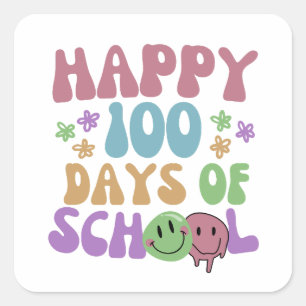 かわいい幸せ100日の学校先生 スクエアシール