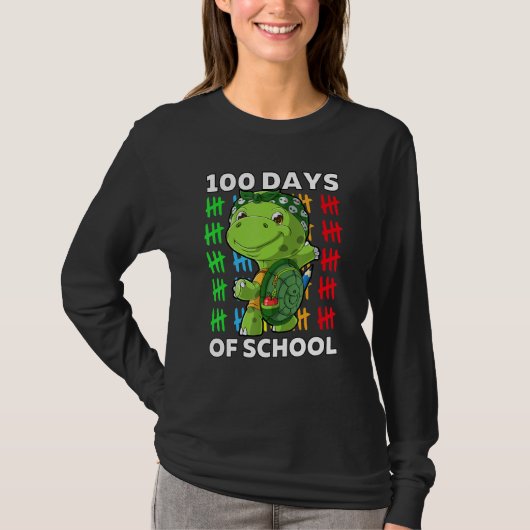 かわいい幸せ100th日の学校の亀の先生100 tシャツ (正面)