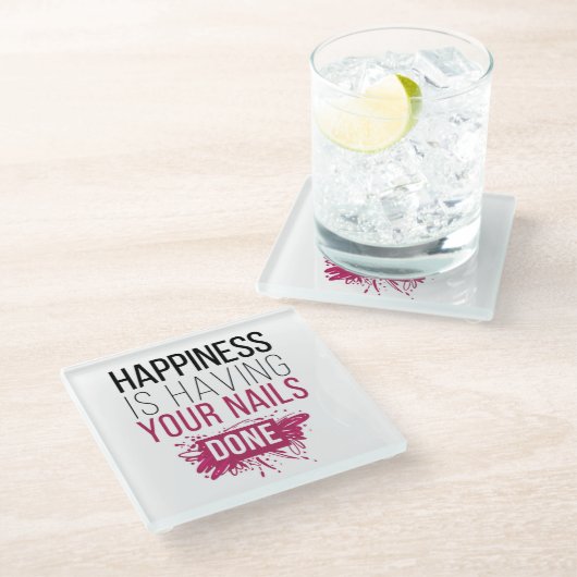 かわいい幸福にされるあなたのネイルがあっています ガラスコースター (アングル)