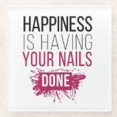 かわいい幸福にされるあなたのネイルがあっています ガラスコースター (正面)