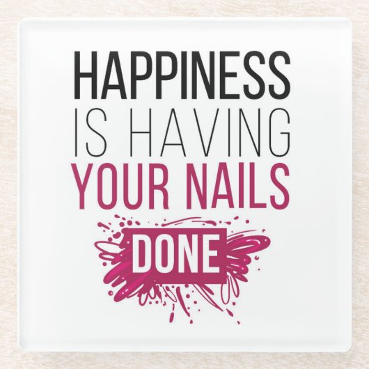 かわいい幸福にされるあなたのネイルがあっています ガラスコースター (正面)