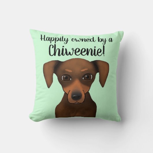 かわいい幸福に所有されたChiweenie |のチワワのダックスフント クッション (正面)