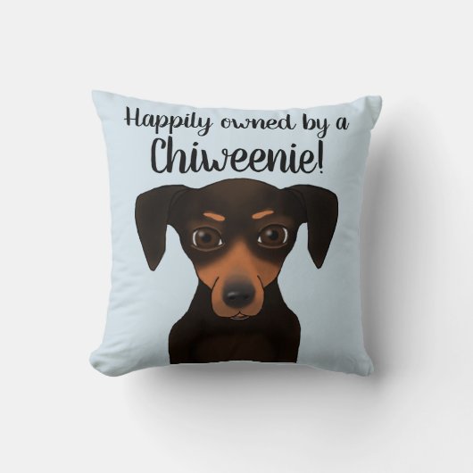 かわいい幸福に所有されたChiweenie |のチワワのダックスフント クッション (正面)