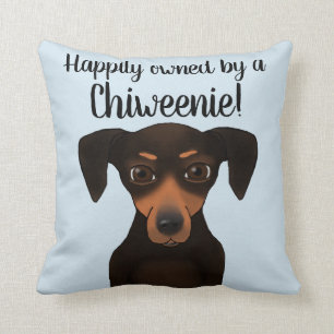 かわいい幸福に所有されたChiweenie  のチワワのダックスフント クッション