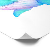 かわいい幻想的なクジラのハート噴出子供部屋アート ポスター (角)