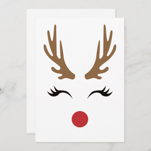 かわいい幻想的なクリスマス 鹿 スレイ シーズンカード (正面/裏面)