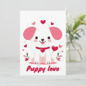 かわいい幻想的なバレンタインデーの子犬 シーズンカード (スタンド正面)