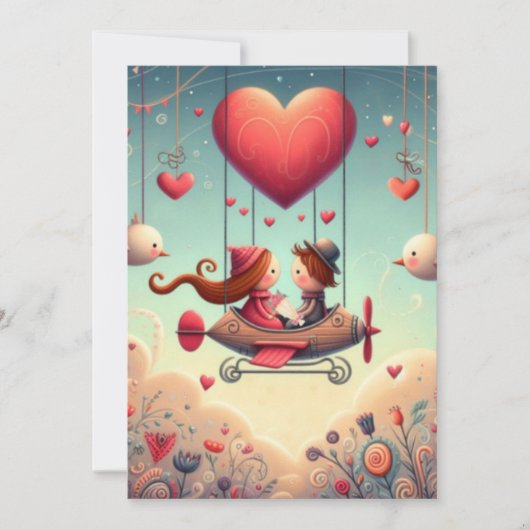 かわいい幻想的なバレンタインデーの風船 シーズンカード (正面)