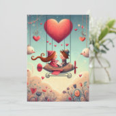 かわいい幻想的なバレンタインデーの風船 シーズンカード (スタンド正面)