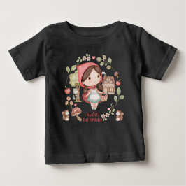 かわいい幻想的なリトルレッドライディングフードの誕生日 ベビーTシャツ