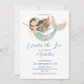 かわいい幻想的な人魚の海の中 招待状 (正面)