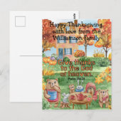 かわいい幻想的な動物が感謝を表す子供向け聖書詩篇 秋 ポストカード (正面/裏面)