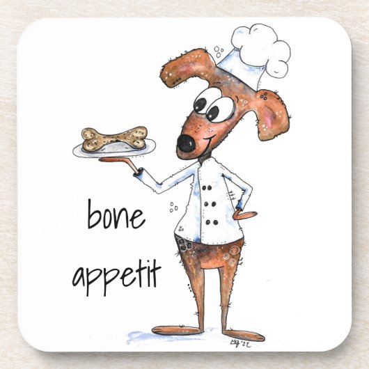 かわいい幻想的な犬の料理人 コースター (正面)