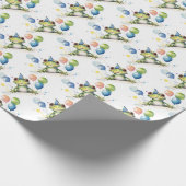かわいい幻想的な緑のカエル風船 ラッピングペーパー (角)