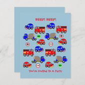 かわいい幼児の車テーマのベビーシャワー - 誕生日 招待状 (正面/裏面)