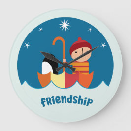 かわいい幼稚園で見つかった友情 ラージ壁時計