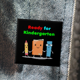 かわいい幼稚園のスクールブック濃色 缶バッジ