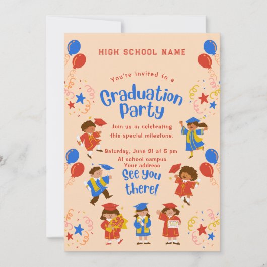 かわいい幼稚園の卒園式カスタムの招待状 招待状 (正面)