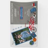 かわいい幼稚園の卒業写真 – 少年 横断幕 (縦)