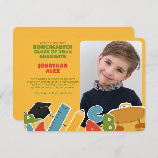 かわいい幼稚園の卒業発表 ノートカード (正面/裏面)