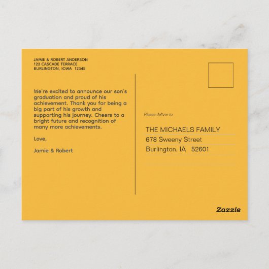 かわいい幼稚園の卒業発表 ポストカード (裏面)