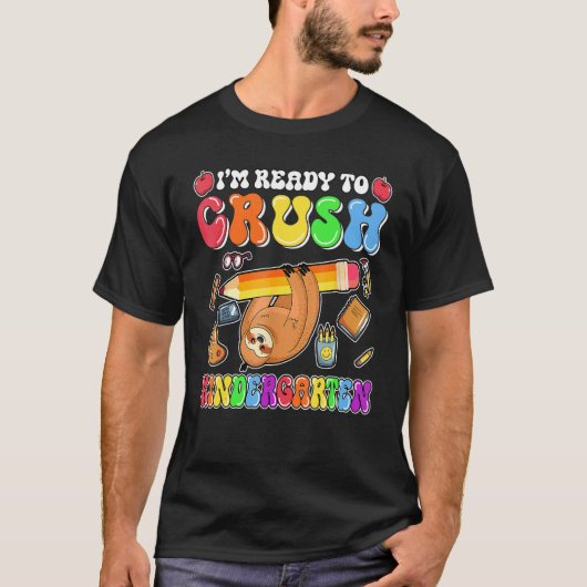 かわいい幼稚園の怠け者を潰し返す準備ができている Tシャツ (正面)