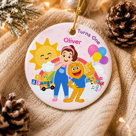 かわいい幼稚園の楽しい学習 初めての誕生日 セラミックオーナメント