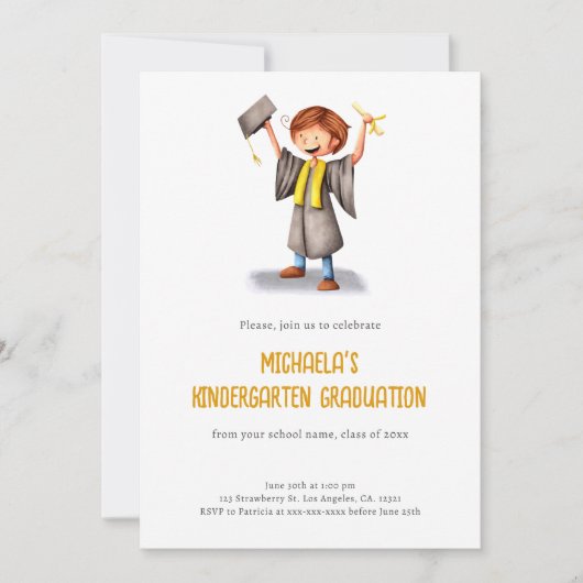 かわいい幼稚園キッズ卒園会 招待状 (正面)