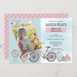 かわいい幼稚園フォトガール卒業パーティー 招待状