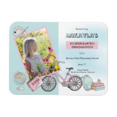 かわいい幼稚園フォトピンク |青の卒業式 マグネット (横)