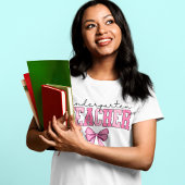 かわいい幼稚園先生ピンクボウデザイン Tシャツ