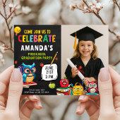 かわいい幼稚園卒園式のお祝い写真付き 招待状