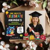 かわいい幼稚園卒園式のお祝い写真付き 招待状