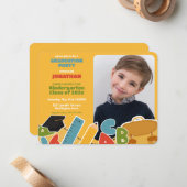 かわいい幼稚園卒業パーティー招待状 ノートカード (正面/裏面インサイチュ)