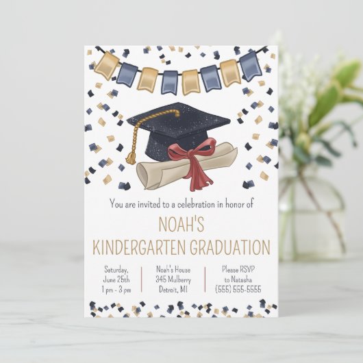 かわいい幼稚園卒業パーティー招待状 招待状 (スタンド正面)