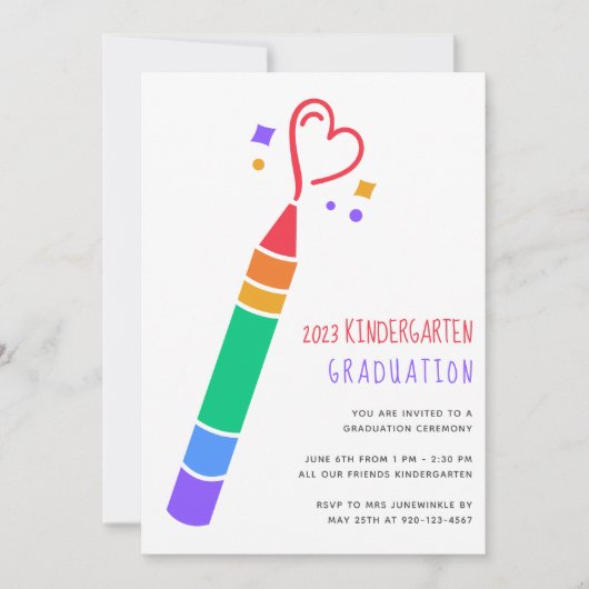 かわいい幼稚園卒業招待状 招待状 (正面)